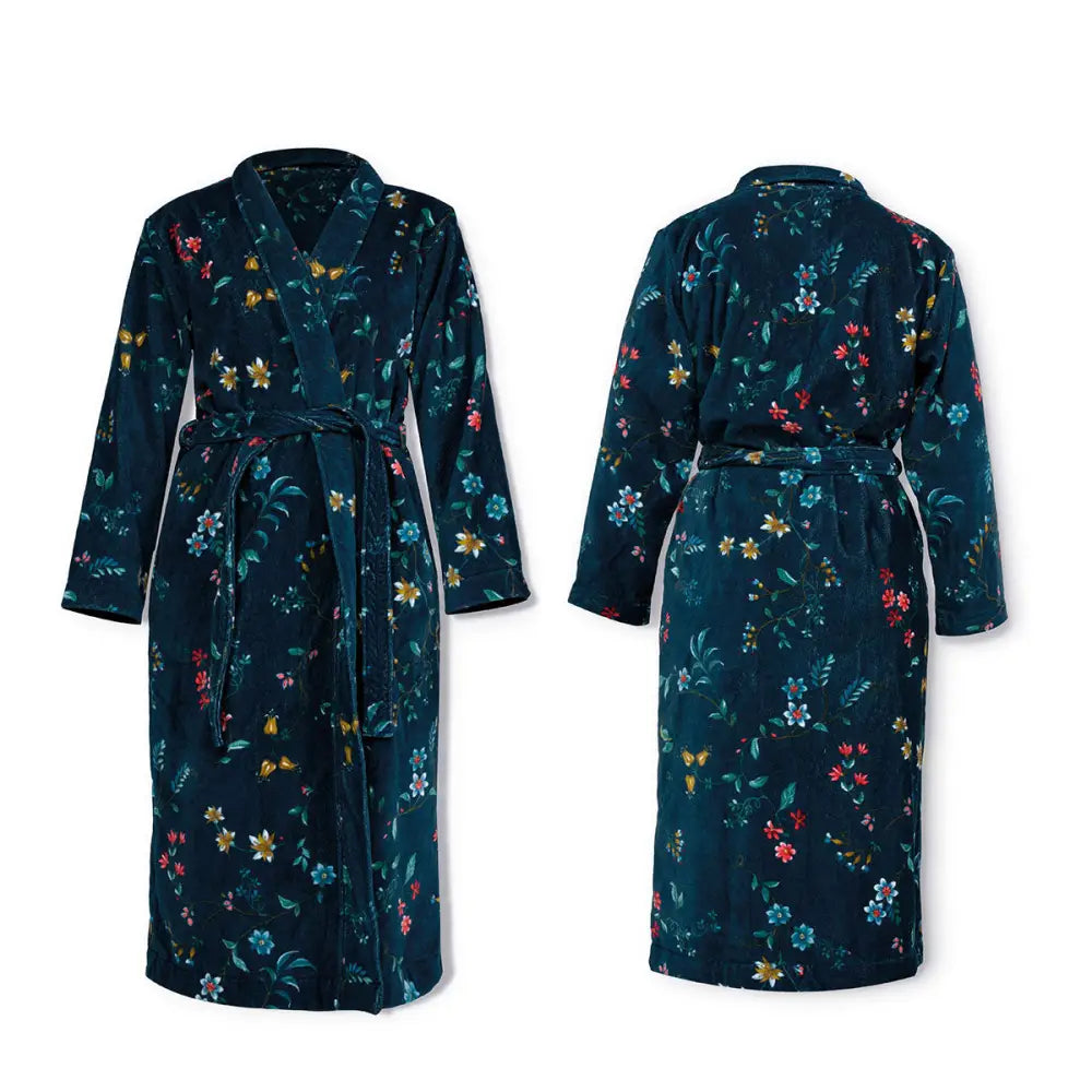 PIP Studio Les Fleurs Cotton Bath Robe Dark Blue XXL - Home & Garden > Bathroom Accessories > Bath Towels & Robes