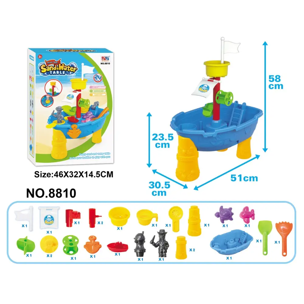 Pirate Ship Modelled Sand and Water Table with 24 Accessories - Home & Garden > Pool & Accessories > Pool Toys &