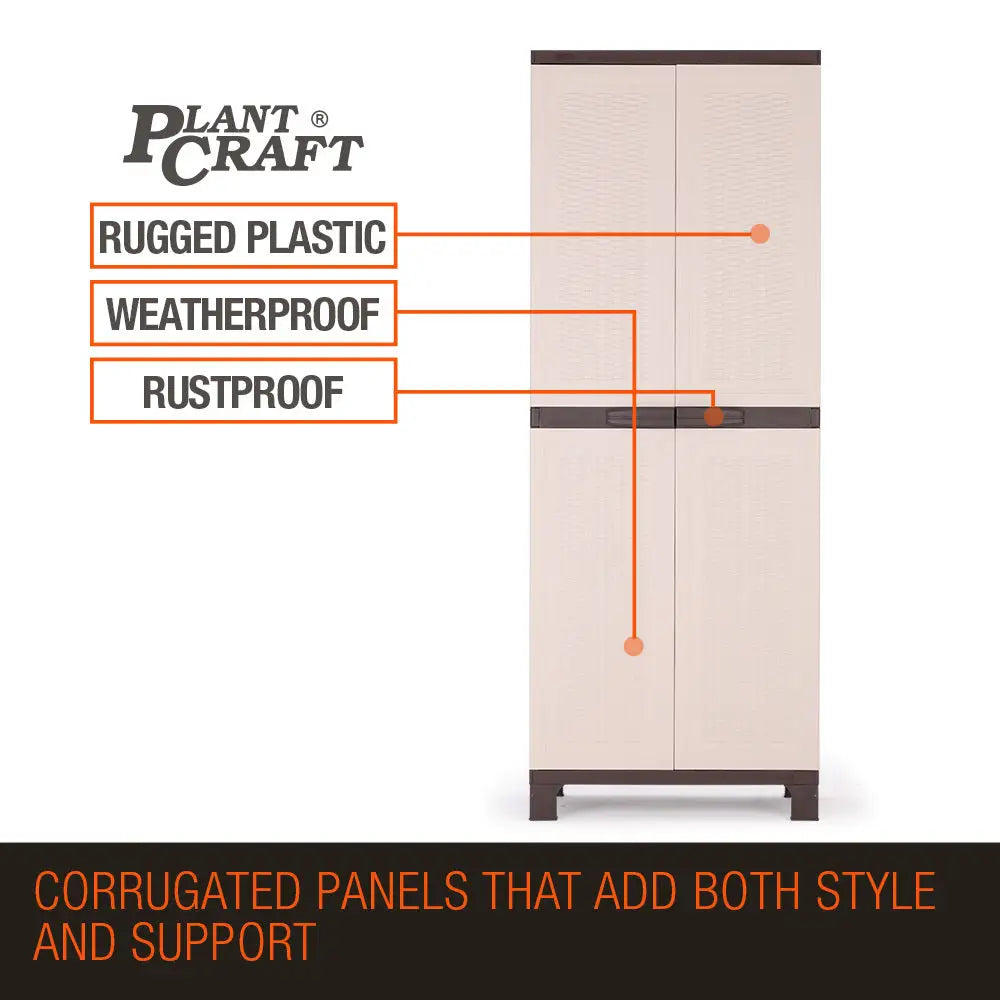 PlantCraft Outdoor Storage Cabinet Cupboard Garage Tool Waterproof Backyard Shed - Furniture > Outdoor