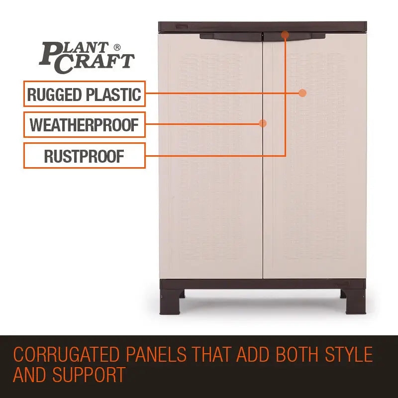 PlantCraft Outdoor Storage Cabinet Waterproof Cupboard Garage Backyard Tool Shed - Furniture > Outdoor