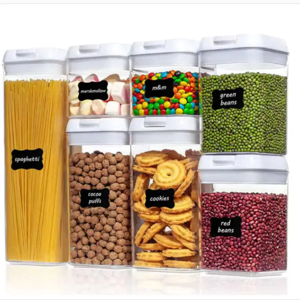 Plastic Food Storage Container Set Easy Lock Lids Pantry Organization White - Home & Garden > Storage