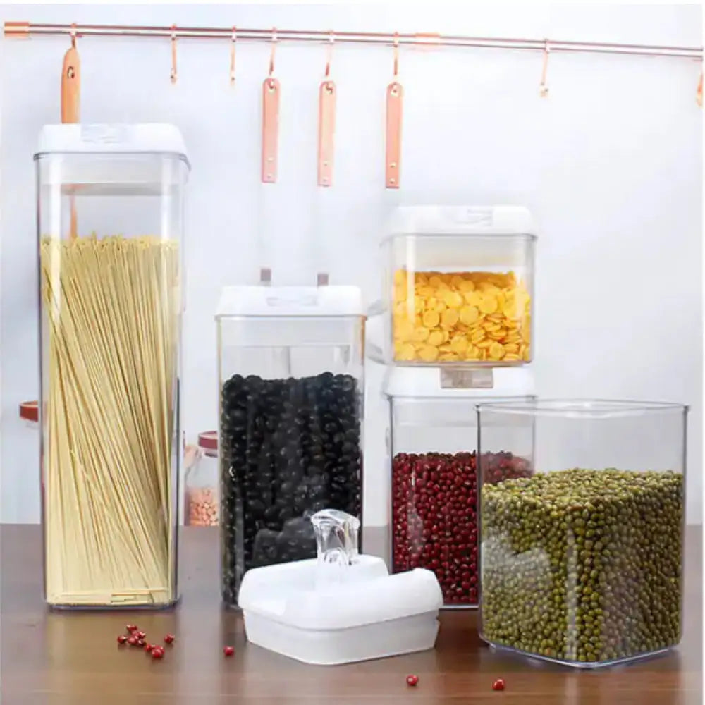 Plastic Food Storage Container Set Easy Lock Lids Pantry Organization White - Home & Garden > Storage