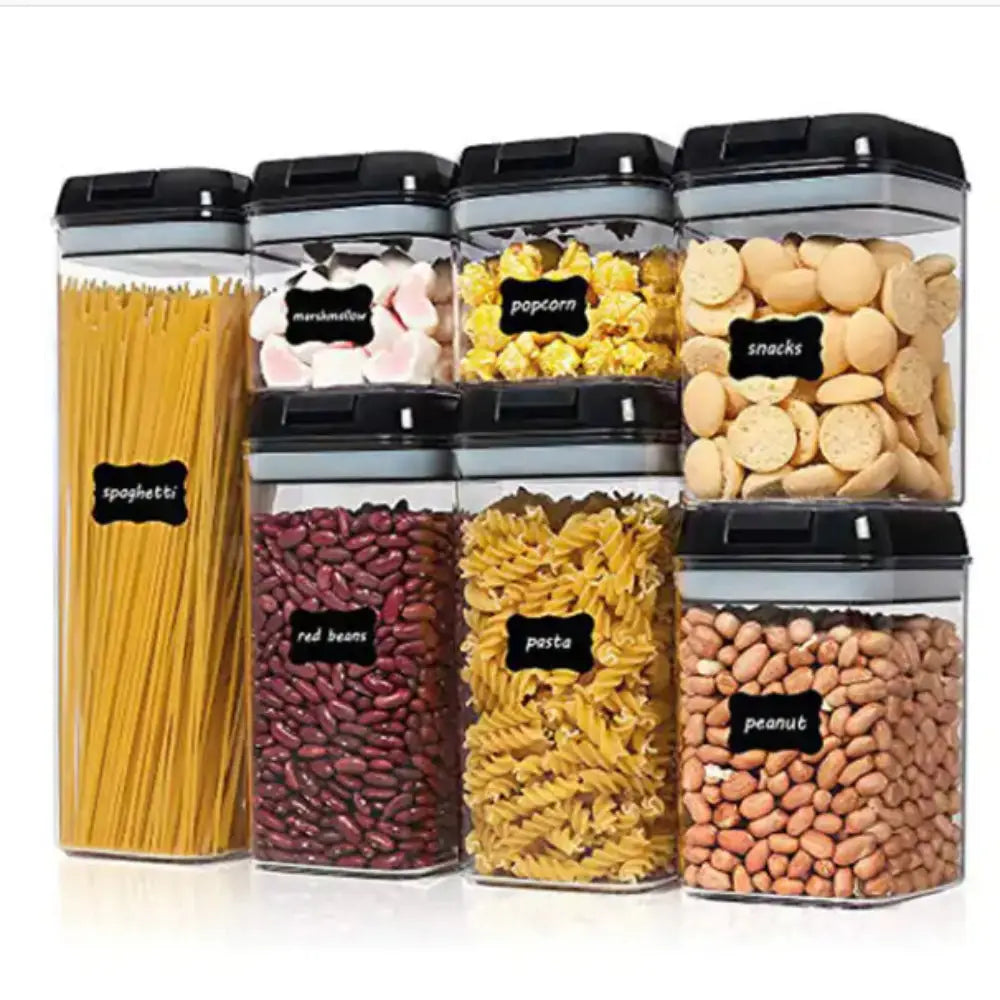 Plastic Food Storage Container Set Easy Lock Lids Pantry Organization Black - Home & Garden > Storage