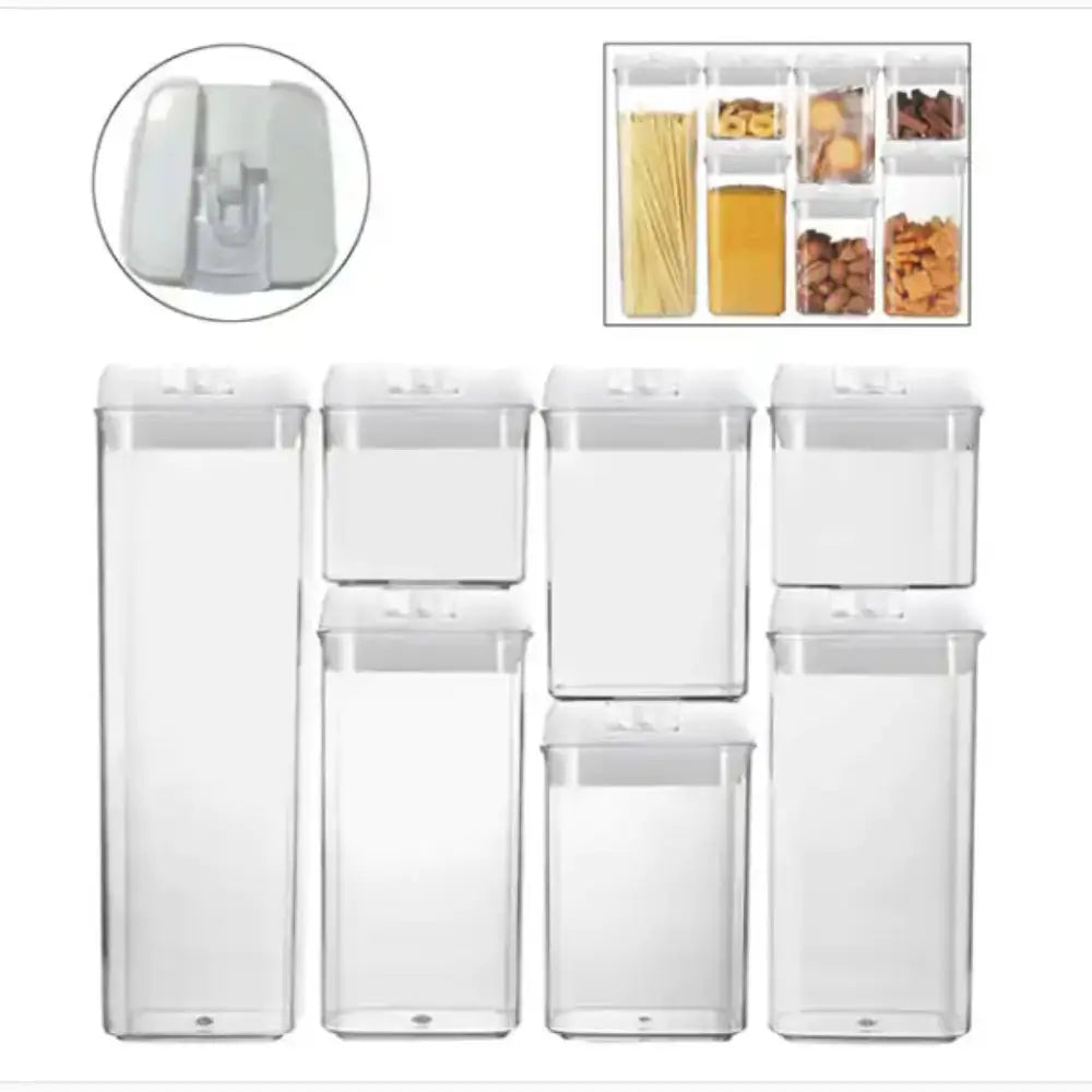 Plastic Food Storage Container Set Easy Lock Lids Pantry Organization White - Home & Garden > Storage
