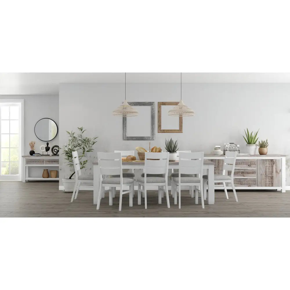 Plumeria Buffet Table 145cm 1 Door 3 Drawer Solid Acacia Timber - White Brush - Furniture > Living Room