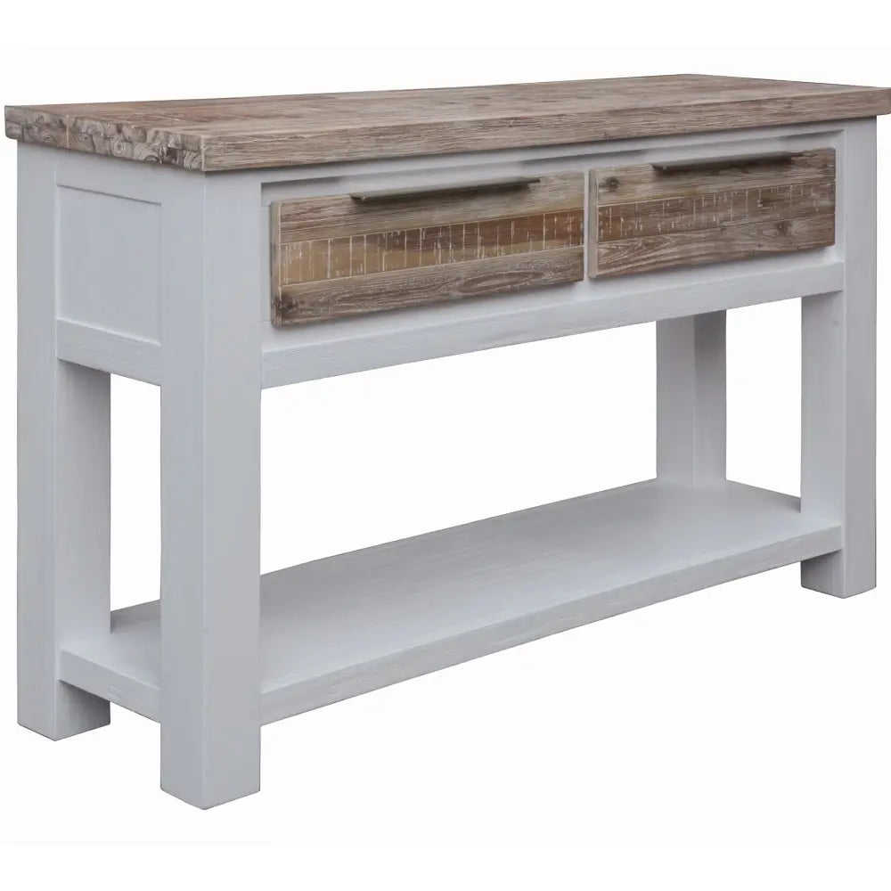 Plumeria Console Hallway Entry Table 130cm Solid Acacia Timber Wood -White Brush - Furniture > Living Room