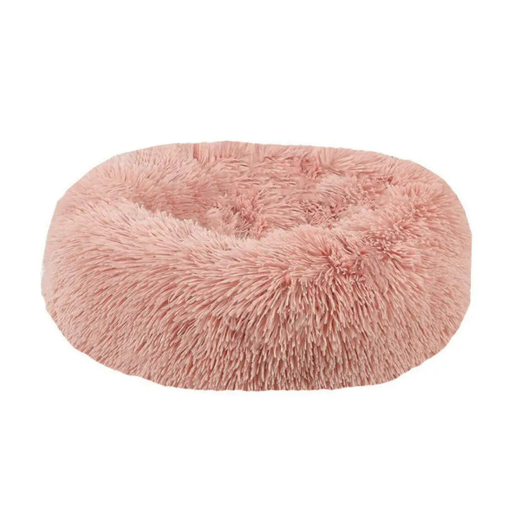 Plush Donut Faux Fur Calming Pet Nest - Salmon Pink - L - Pet Care > Dog Supplies > Dog Beds