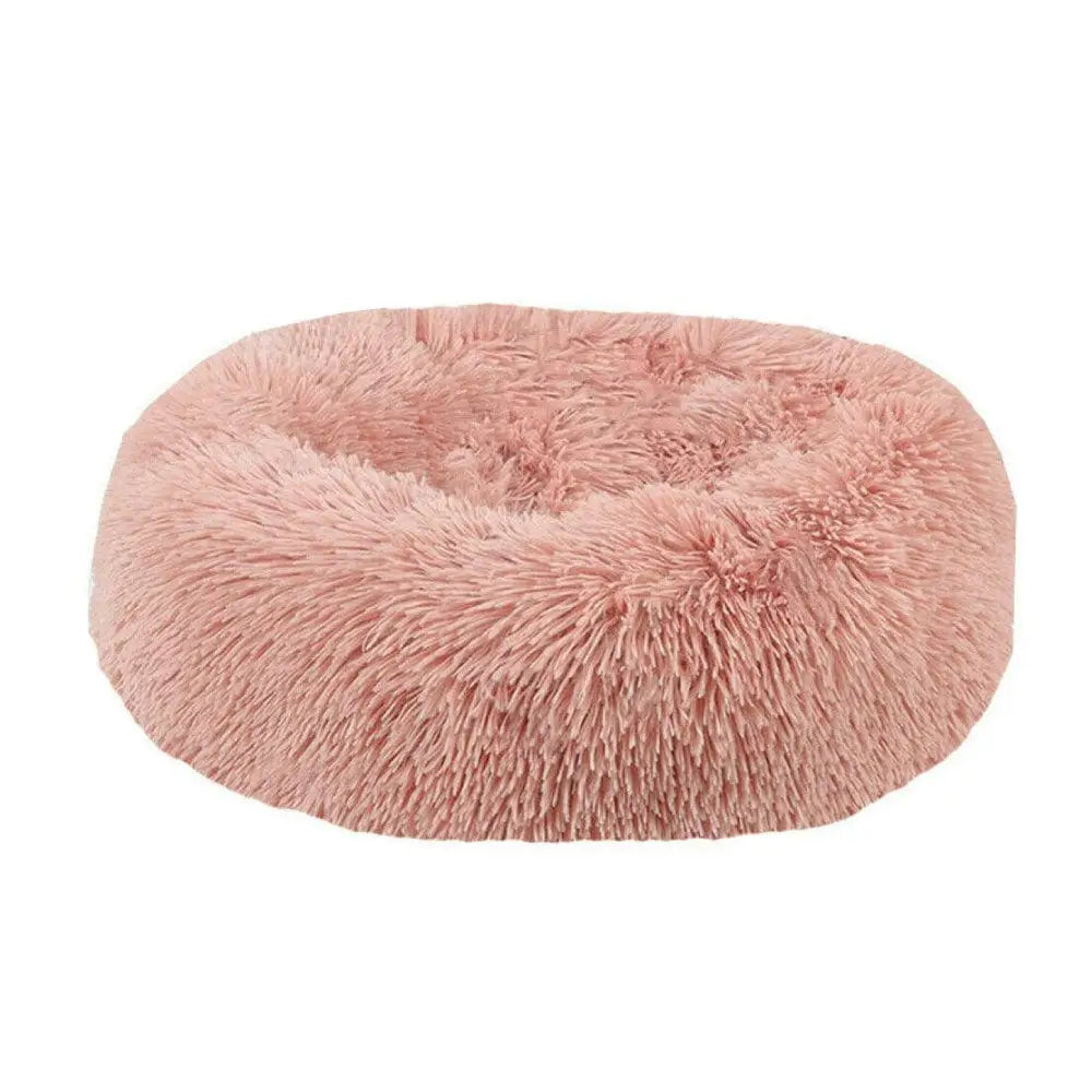 Plush Donut Faux Fur Calming Pet Nest - Salmon Pink - M - Pet Care > Dog Supplies > Dog Beds