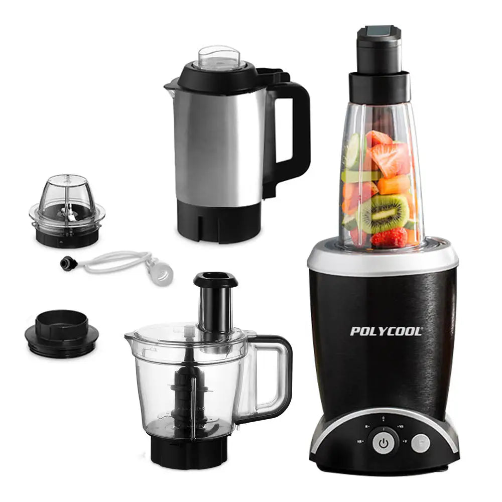 POLYCOOL 1000W 10in1 Vacuum Blender 700ml Capacity With Heating Jug Grinder Cup Food Processor - Appliances > Kitchen