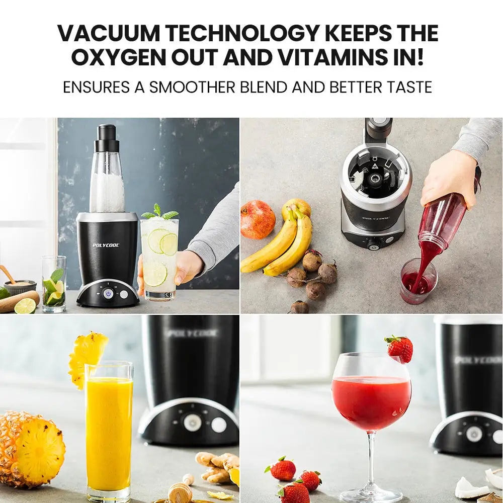 POLYCOOL 1000W 5in1 Vacuum Blender 700ml Capacity With Heating Jug and Grinder Cup - Appliances > Kitchen Appliances