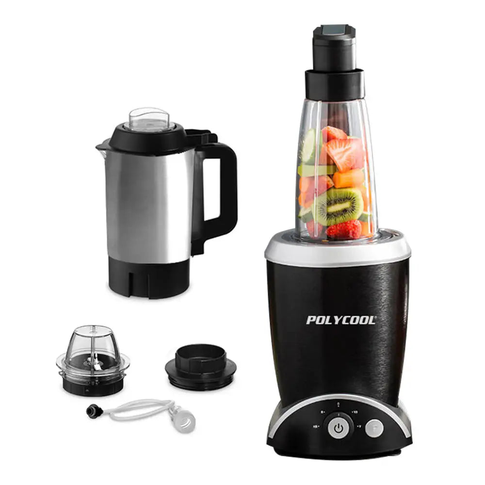 POLYCOOL 1000W 5in1 Vacuum Blender 700ml Capacity With Heating Jug and Grinder Cup - Appliances > Kitchen Appliances
