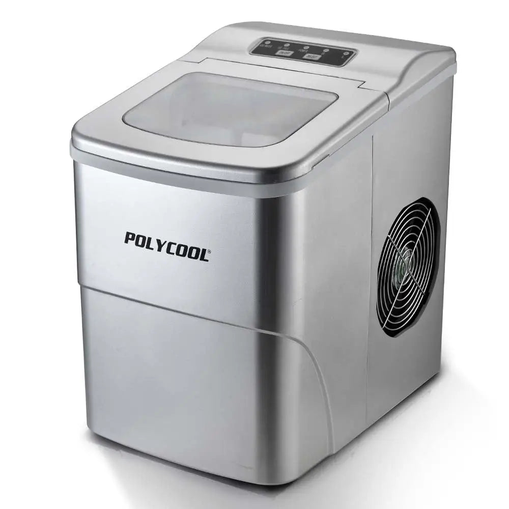 POLYCOOL 12KG Electric Ice Cube Maker Portable 2L Automatic Machine Silver - Appliances > Kitchen Appliances