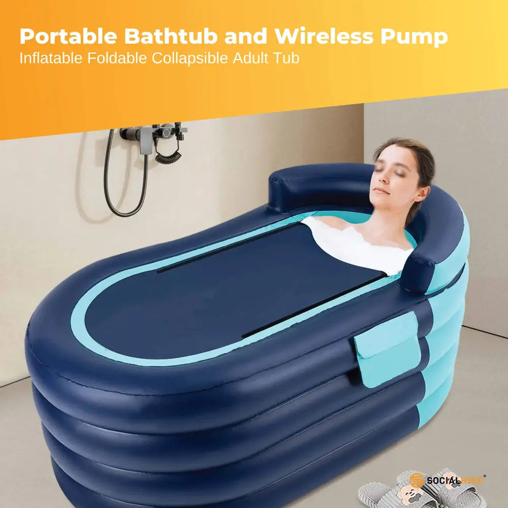 Portable Bathtub and Wireless Pump - Inflatable Foldable Collapsible Adult Tub - Home & Garden > Decor > Vases & Table
