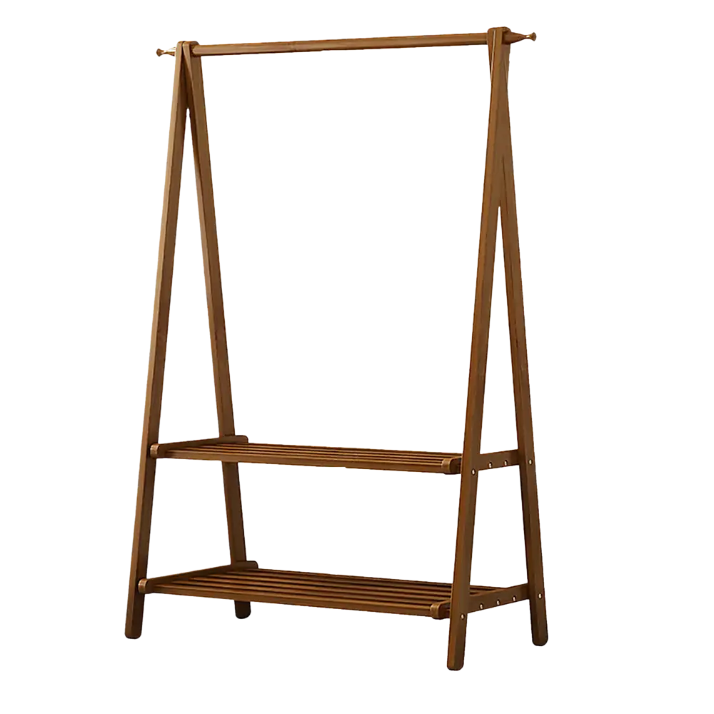 Portable Clothes Rack Coat Garment Stand Bamboo Rail Hanger Airer Closet - Furniture > Office