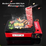 Portable Gas Stove Burner Butane BBQ Camping Gas Cooker With Non Stick Plate Red without Fish Pan and Lid - Home &