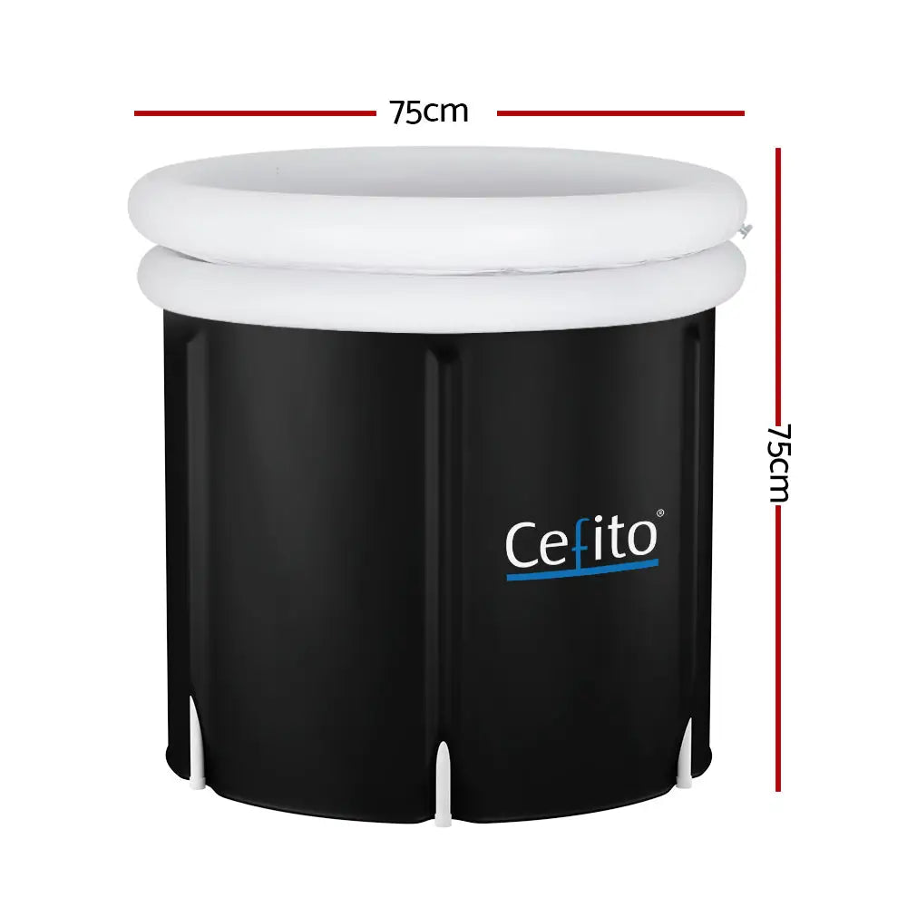 Portable Ice Bath Tub 75X75CM Inflatable Cold Water Folding Bathtub Spa Massage - Furniture > Bathroom > Bathtubs