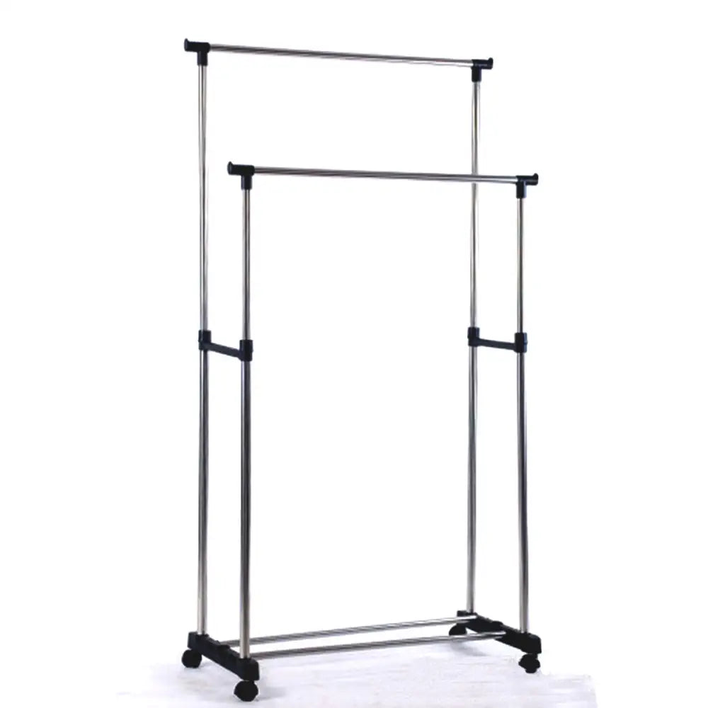 Portable Stainless Steel Double Clothes Rack Hanger Cloth Coat Garment Dryer - Home & Garden > Storage > Clothing &