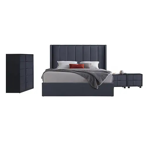 Prado 4pc Fabric Gas Lift Queen Bedroom Suite - Furniture > Bedroom > Beds & Bed Frames