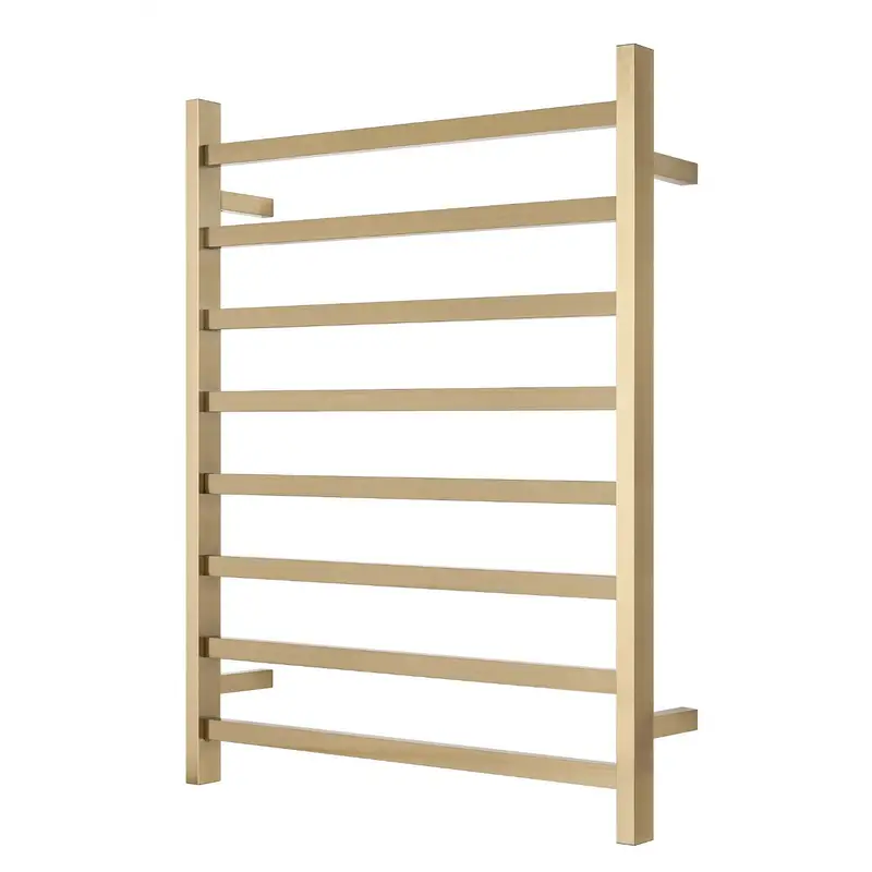 Premium Brushed gold Heated Towel Rack - 8 Bars Square Design AU Standard 1000x850mm Wide - Furniture > Living Room >