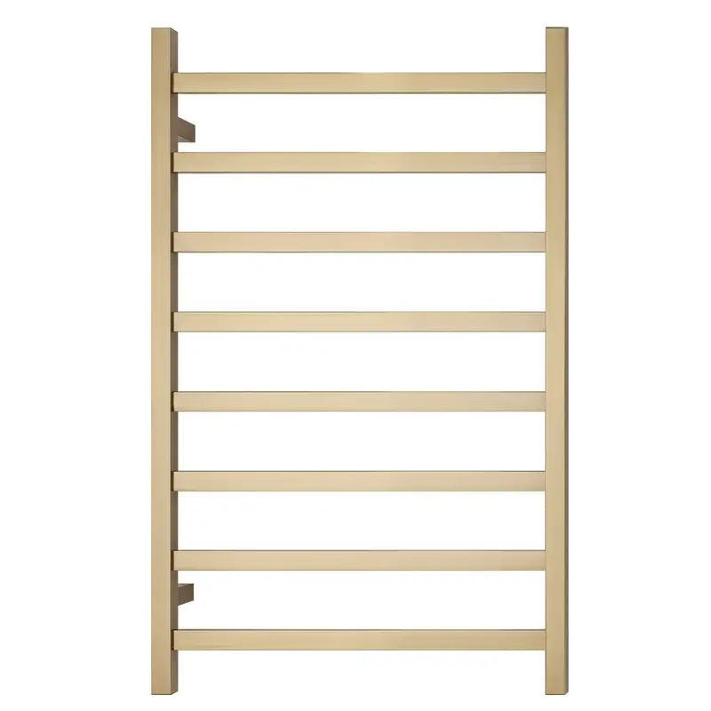 Premium Brushed Gold Heated Towel Rack - 8 Bars Square Design AU Standard 1000x620mm Wide - Furniture > Living Room >