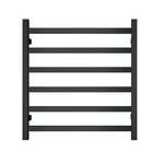 Premium Matte Black Heated Towel Rack - 6 Bars Square Design AU Standard 650x620mm Wide - Home & Garden > Bathroom