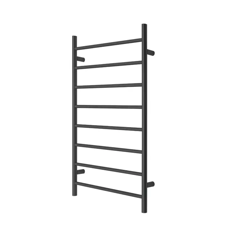 Premium Matte Black Heated Towel Rack - 8 Bars Round Design AU Standard 1000x620mm Wide - Furniture > Living Room >