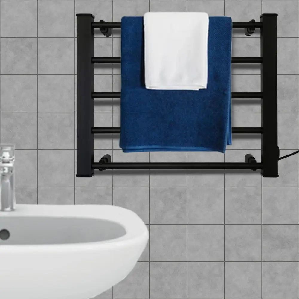 Pronti Heated Towel Rack Electric Bathroom Towel Rails Warmer Ev-90 -black - Home & Garden > Laundry & Cleaning >