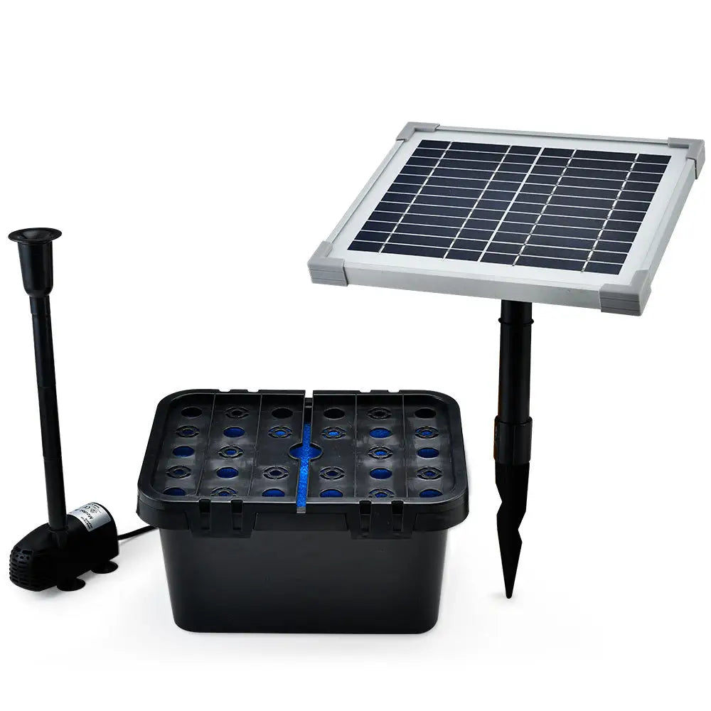PROTEGE 5W Solar Powered Water Fountain Pump Pond Kit with Eco Filter Box - Home & Garden > Fountains