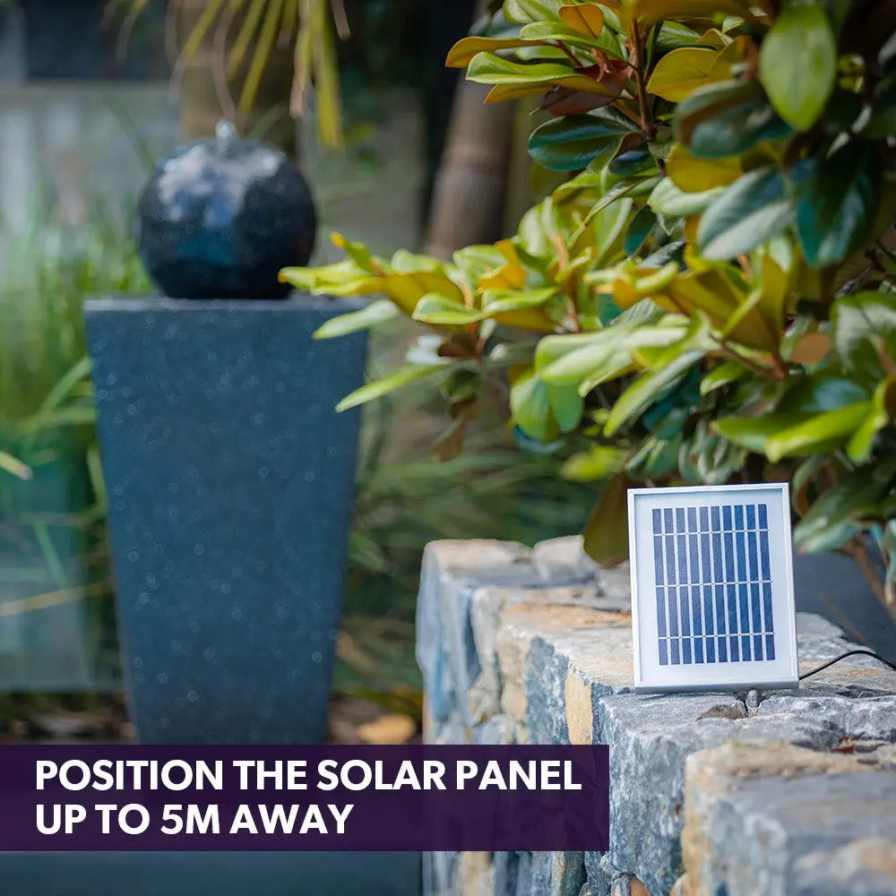 PROTEGE Contemporary Solar Powered Water Feature Fountain with LED Lights - Dark Grey - Home & Garden > Fountains