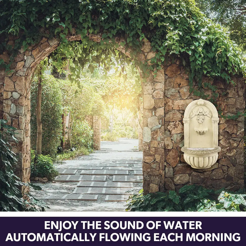 PROTEGE Solar Fountain Water Feature Pump Outdoor Wall Mount Classic with LED Lights - Home & Garden > Fountains