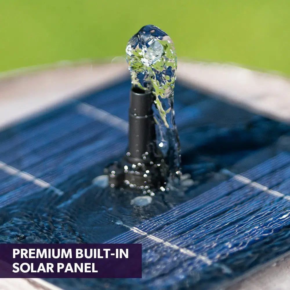 PROTEGE Solar Powered Water Feature Fountain Bird Bath with Lighting Light Grey - Home & Garden > Fountains