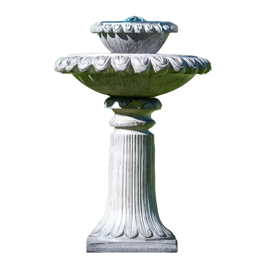 PROTEGE Solar Powered Water Feature Fountain Bird Bath with Lighting Light Grey - Home & Garden > Fountains