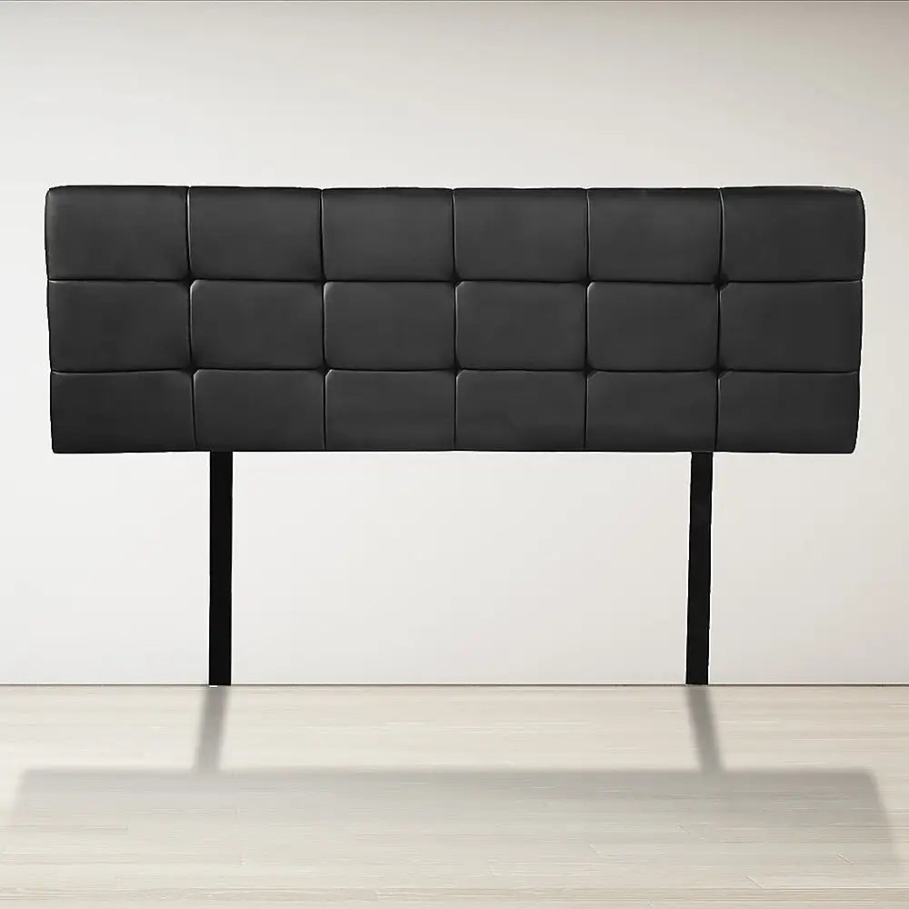 PU Leather Double Bed Deluxe Headboard Bedhead - Black - Furniture > Bedroom