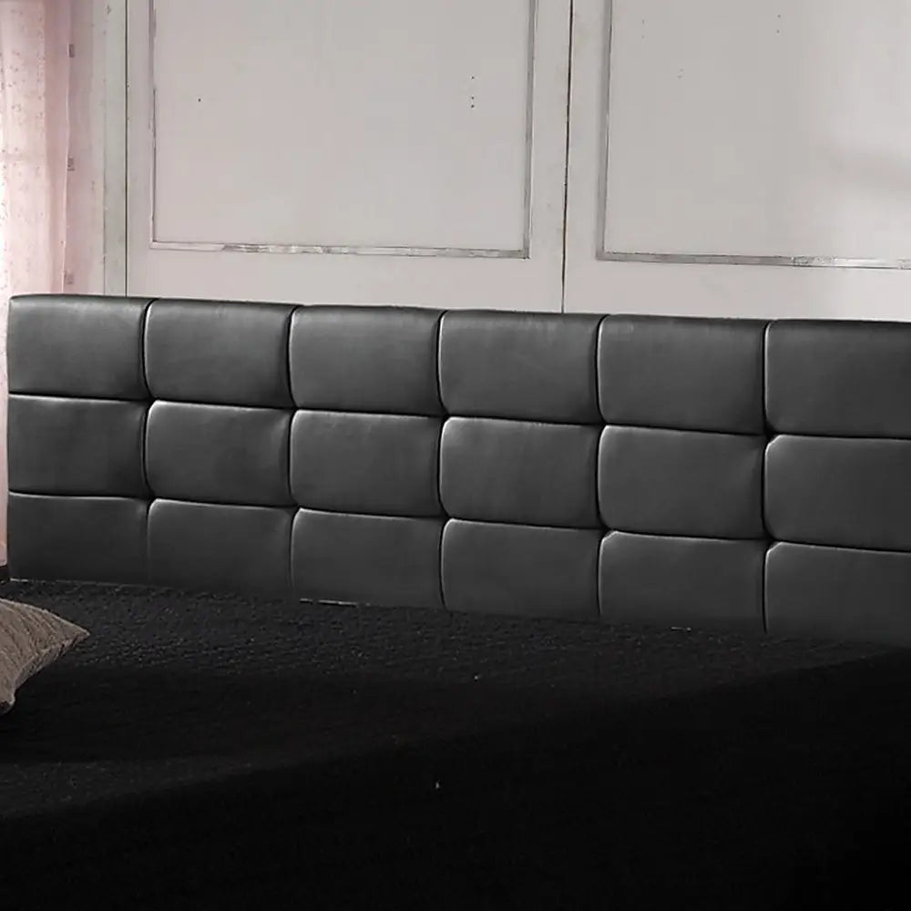 PU Leather King Bed Deluxe Headboard Bedhead - Black - Furniture > Bedroom