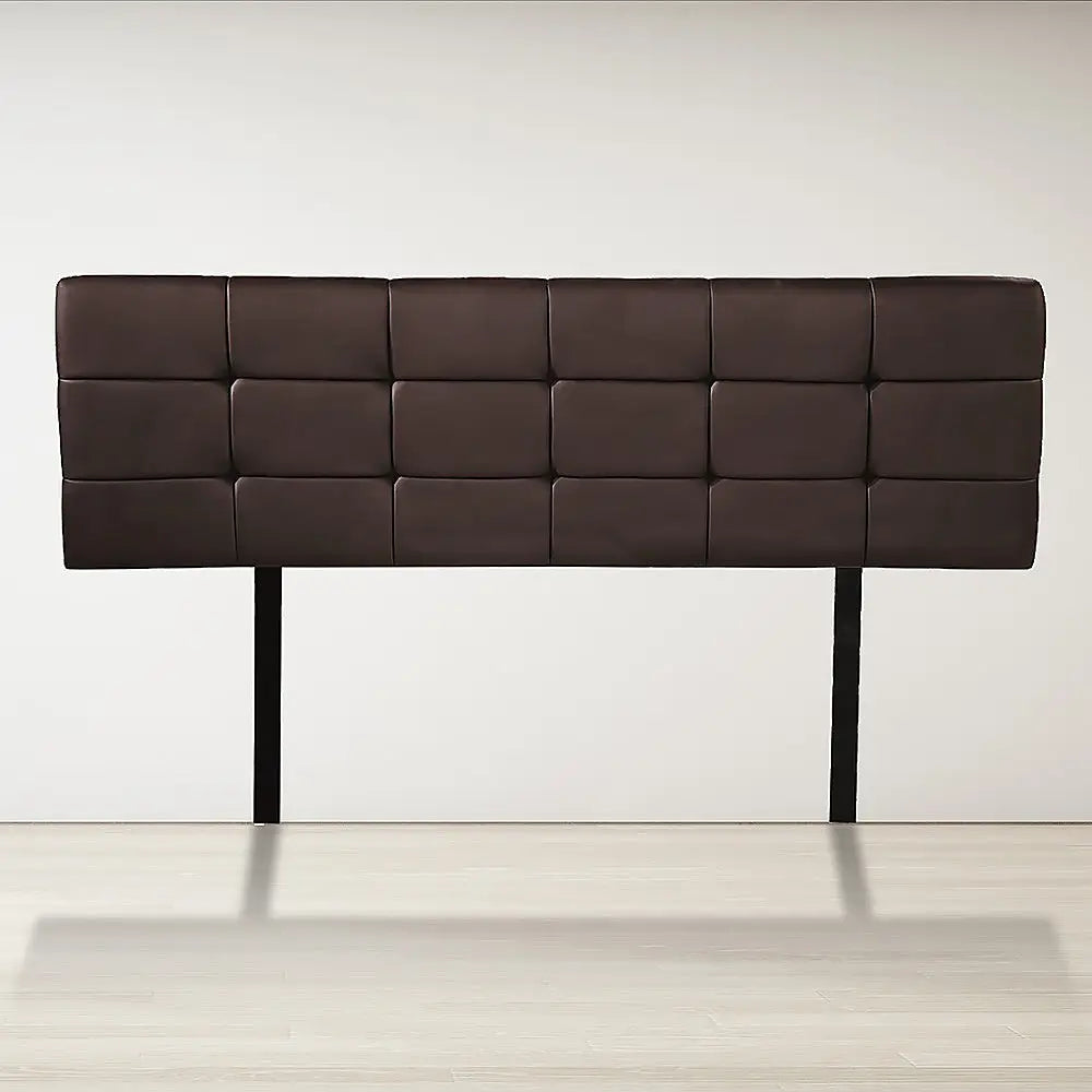PU Leather Queen Bed Deluxe Headboard Bedhead - Brown - Furniture > Bedroom