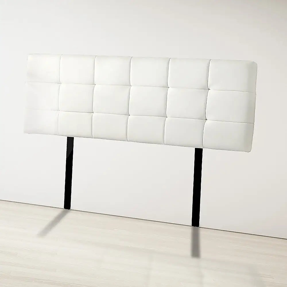 PU Leather Queen Bed Deluxe Headboard Bedhead - White - Furniture > Bedroom