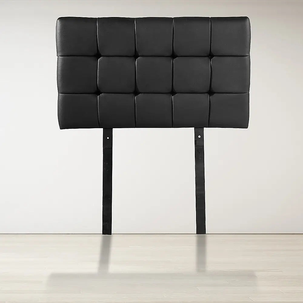 PU Leather Single Bed Deluxe Headboard Bedhead - Black - Furniture > Bedroom