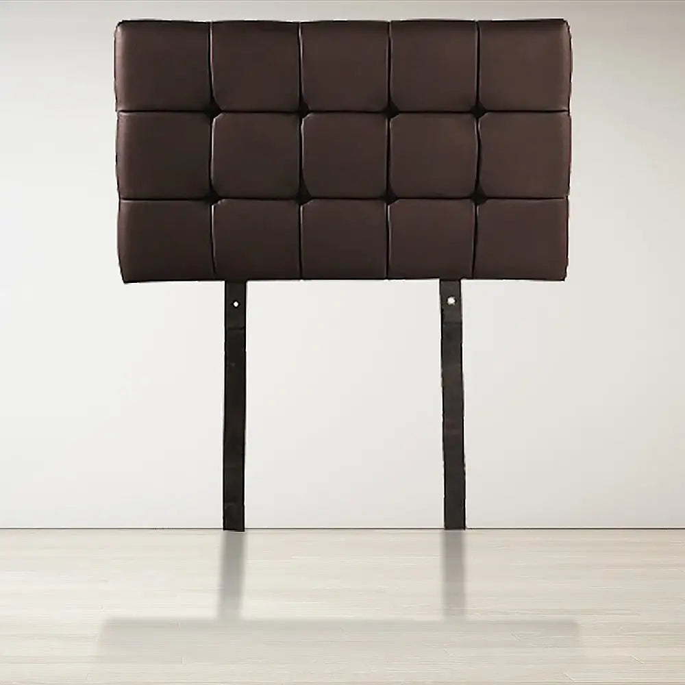 PU Leather Single Bed Deluxe Headboard Bedhead - Brown - Furniture > Bedroom
