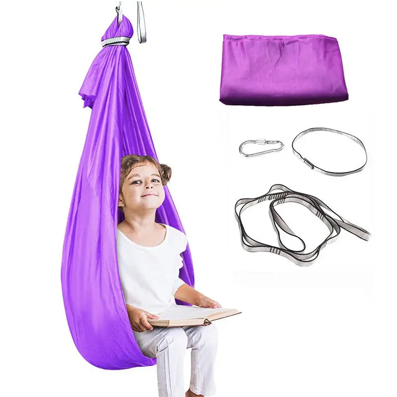 Purple Kids’ Outdoor Hanging Swing Pod Chair - Comfortable & Durable Hammock for Play - Furniture > Outdoor > Outdoor