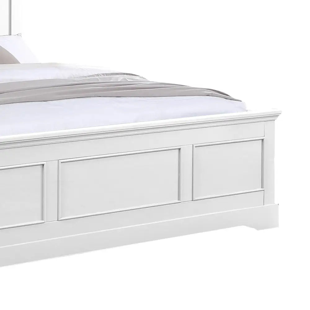 Queen Bed Frame in Solid Wood with Slats Support in White colour - Furniture > Bedroom > Beds & Bed Frames