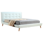 Queen PU Leather Deluxe Bed Frame White - Furniture > Bedroom > Beds & Bed Frames
