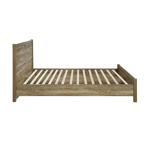 Queen Size Bed Frame Natural Wood like MDF in Oak Colour - Furniture > Bedroom