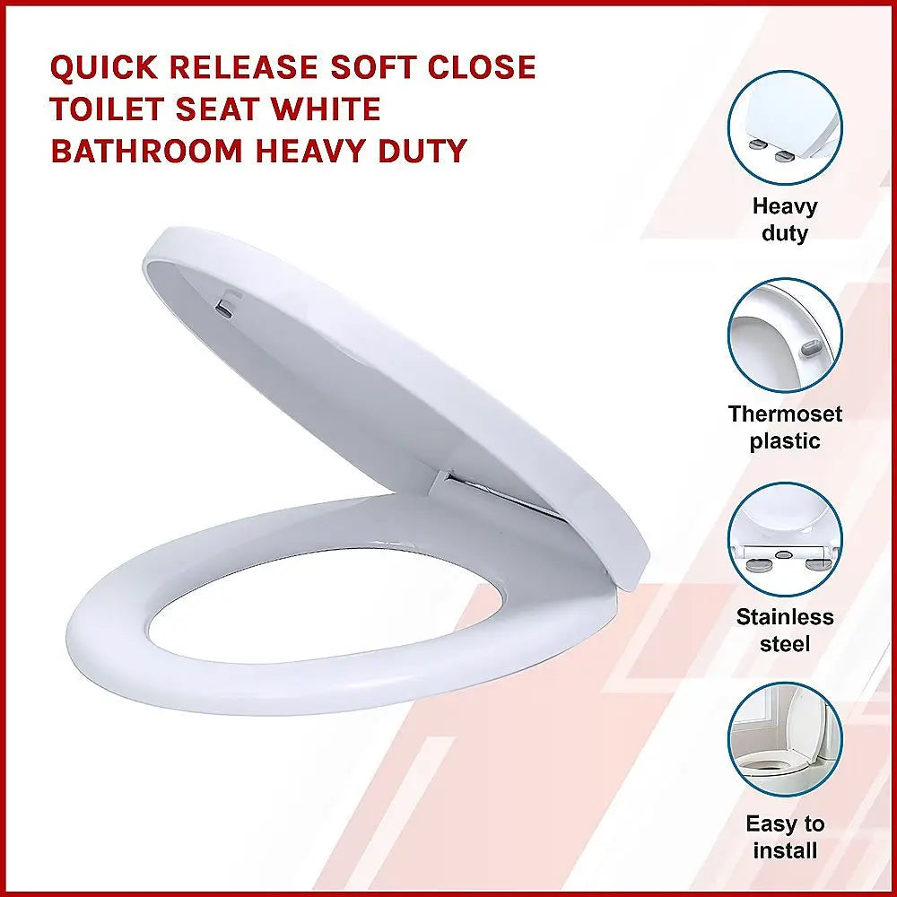 Quick Release Soft Close Toilet Seat White Bathroom Heavy Duty - Health & Beauty > Personal Care > Back Care