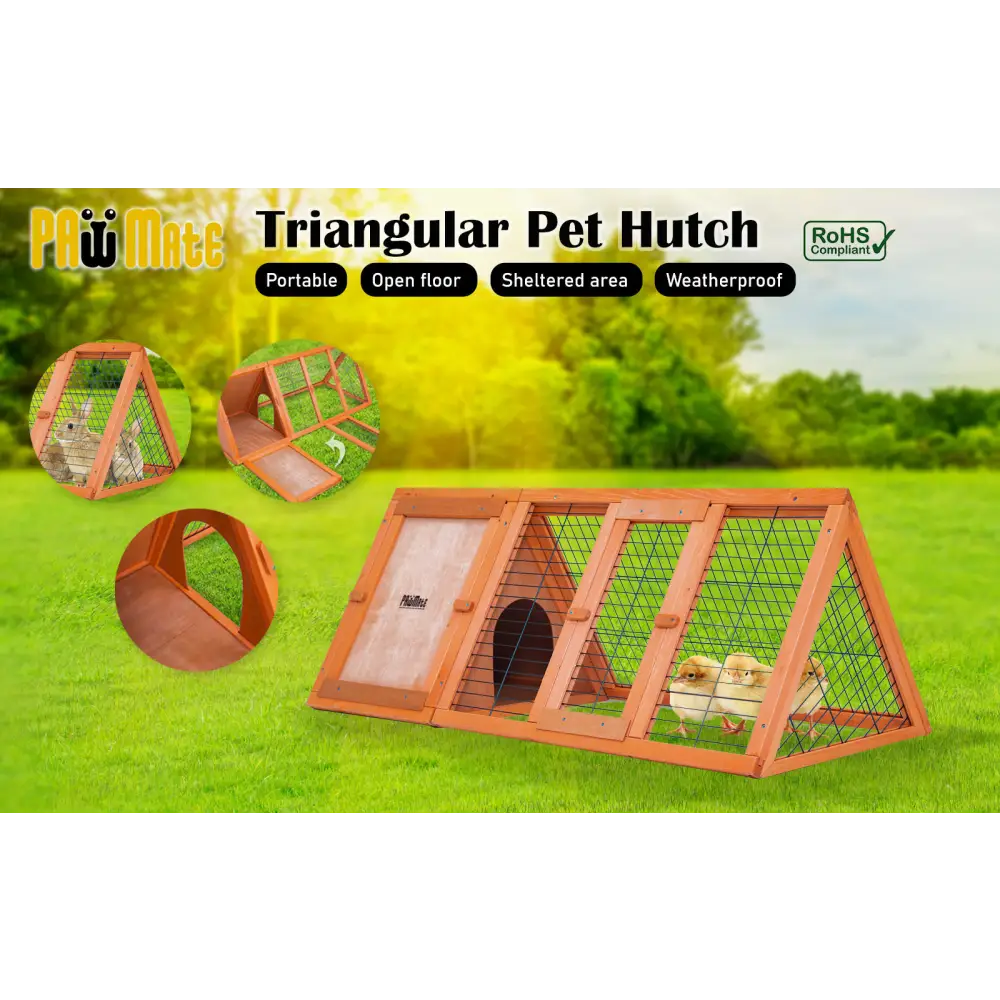 Rabbit Hutch Chicken Coop 118 x 50 x 45cm Triangle Cage Run Ester - Pet Care > Coops & Hutches > Coop & Hutch