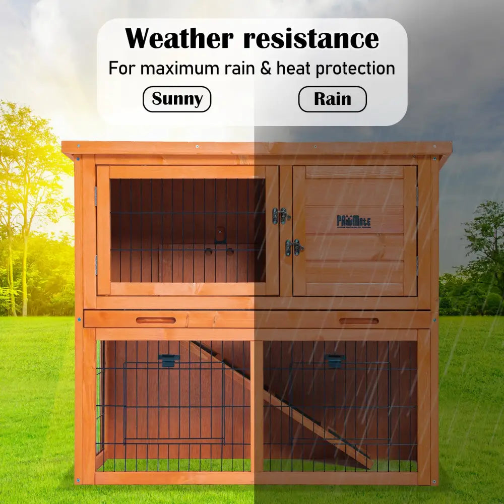 Rabbit Hutch Chicken Coop 92 x 45 x 82cm 2 Storey Cage Run Aria - Pet Care > Coops & Hutches > Coop & Hutch Accessories