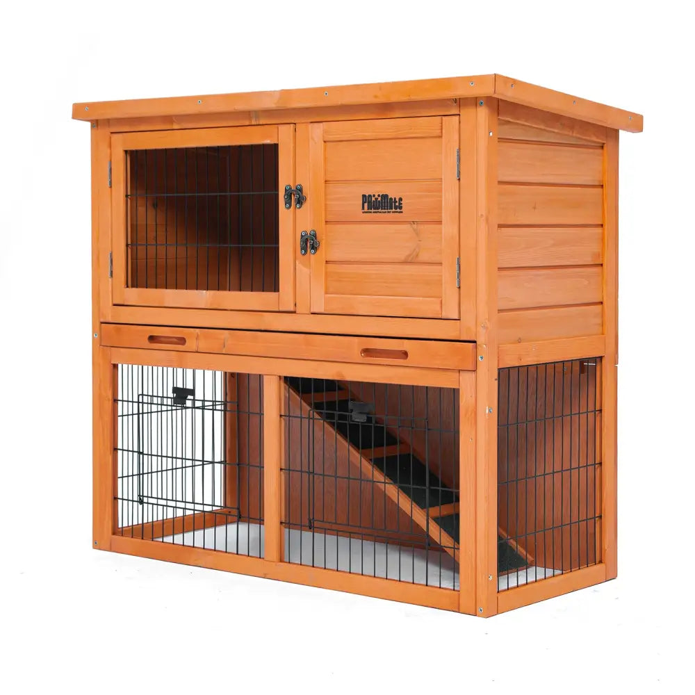 Rabbit Hutch Chicken Coop 92 x 45 x 82cm 2 Storey Cage Run Aria - Pet Care > Coops & Hutches > Coop & Hutch Accessories