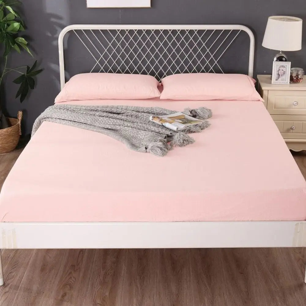 Ramesses 1000TC Linen Bamboo Fitted Sheet Combo Set Dusty Pink Queen - Home & Garden > Bedding > Bed Sheets