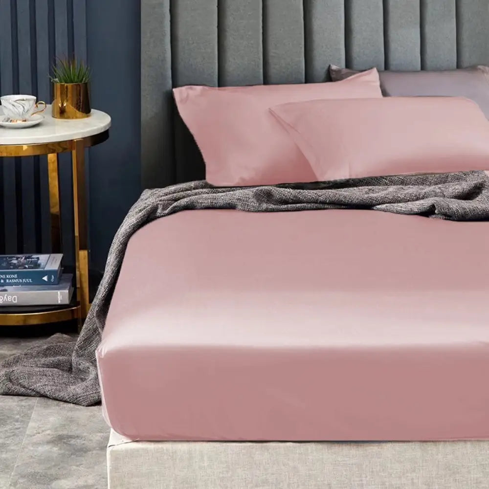 Ramesses 1500TC Elite Egyptian Cotton Sateen Fitted Sheet Combo Set Rose Pink King - Home & Garden > Bedding > Bed