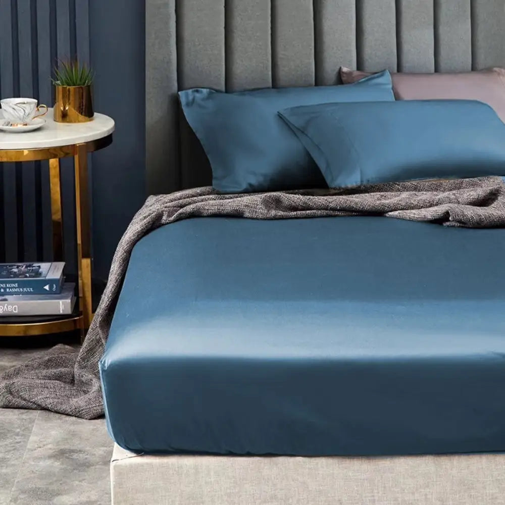 Ramesses 1500TC Elite Egyptian Cotton Sateen Fitted Sheet Combo Set Classic Blue Double - Home & Garden > Bedding > Bed
