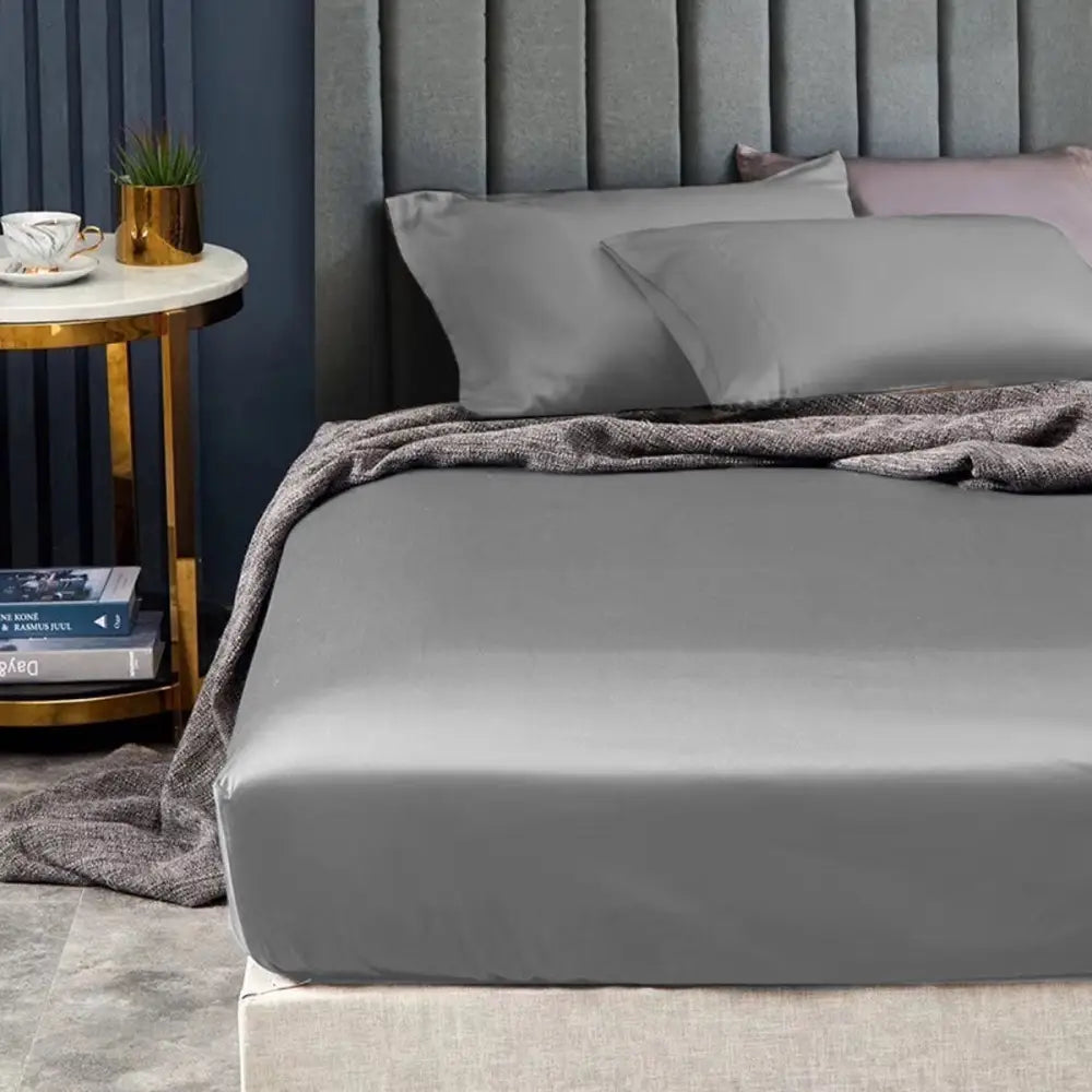 Ramesses 1500TC Elite Egyptian Cotton Sateen Fitted Sheet Combo Set Grey Queen - Home & Garden > Bedding > Bed Sheets